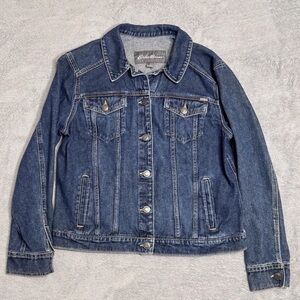 Eddie Bauer Specially Dyed Denim Jean Jacket Women’s L Blue Boho Streetwear
